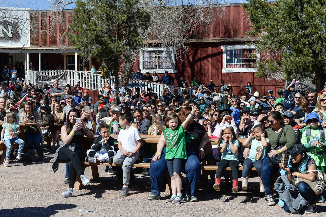 People gather for a performance during the last day of operations at Bonnie Springs Ranch in Las Vegas, Sunday, March 17, 2019. (Caroline Brehman/Las Vegas Review-Journal) @carolinebrehman