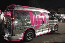 A Lyft van sits outside at First Friday in downtown Las Vegas on July 1, 2016. (Las Vegas Review-Journal)