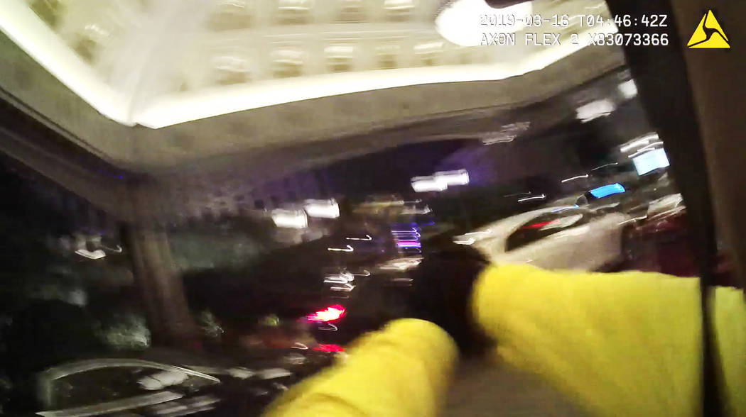 Las Vegas Metropolitan Police Department body camera footage shows an officer shooting Michael Cohen following an armed robbery at the Bellagio on March 15, 2019. Cohen was shot to death by police ...