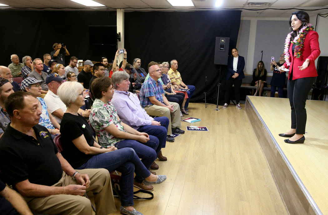 Presidential hopeful U.S. Rep. Tulsi Gabbard, D-Hawaii, during a meet and greet at the Asian Culture Center in downtown Las Vegas Monday, March 18, 2019. (K.M. Cannon/Las Vegas Review-Journal) @KM ...