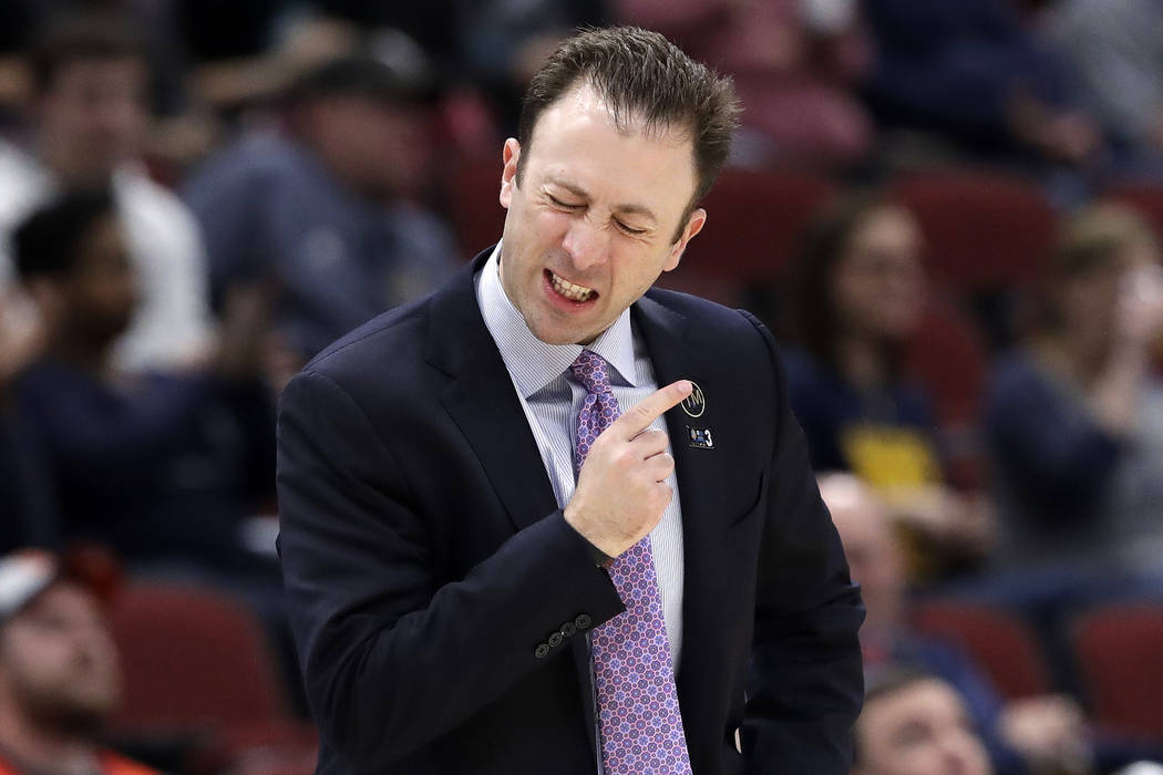 Minnesota head coach Richard Pitino reacts during the second half of an NCAA college basketball game against the Penn State in the second round of the Big Ten Conference tournament, Thursday, Marc ...
