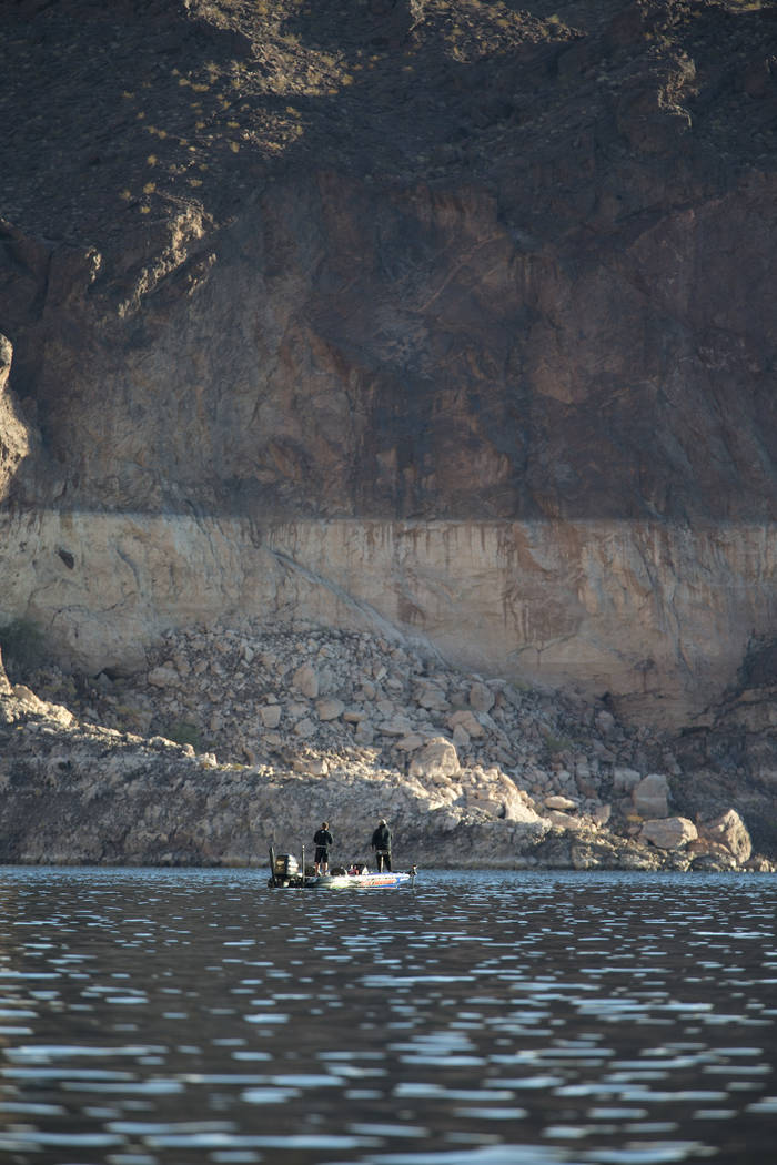 A boat cruises through The Narrows at Lake Mead National Recreation Area on Wednesday, Oct. 17, 2018. Richard Brian Las Vegas Review-Journal @vegasphotograph