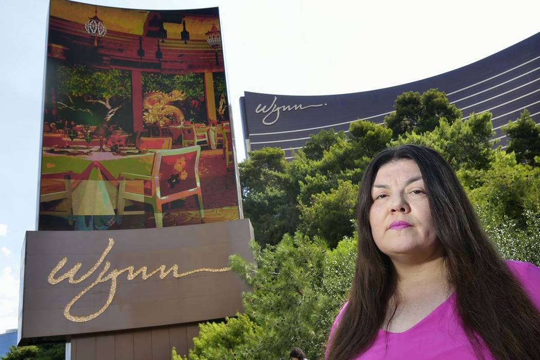 Table games dealer Kanie Kastroll is shown outside of the Wynn Las Vegas, July 26, 2018. (Bill Hughes/Las Vegas Review-Journal)