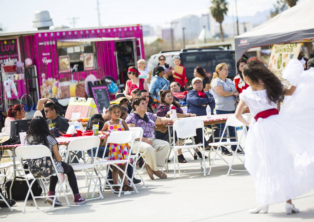 Attendees watch members of Mexio Vivo perform during the Cesar Chavez Day festival at Freedom Park in Las Vegas on Saturday, March 23, 2019. (Chase Stevens/Las Vegas Review-Journal) @csstevensphoto