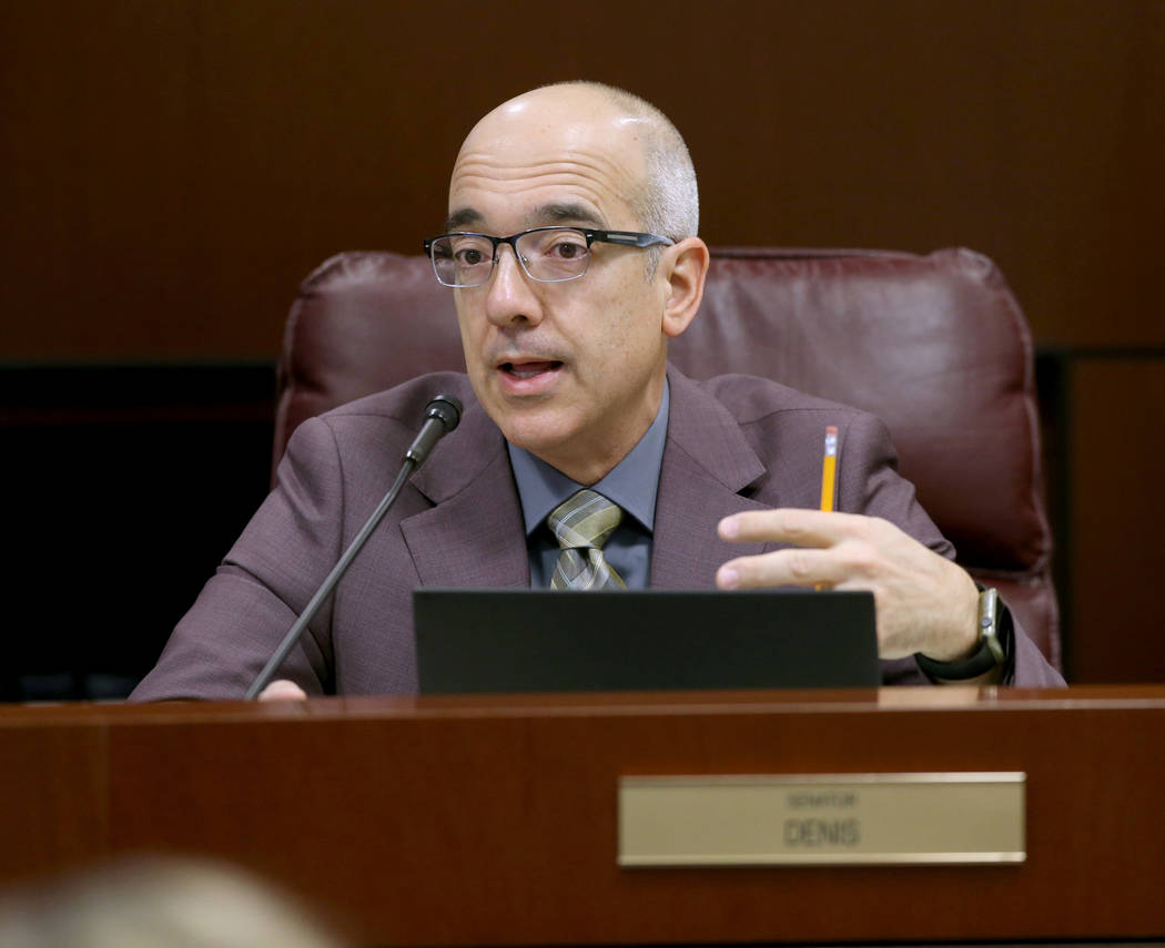Sen. Mo Denis, D-Las Vegas, asks a question during a Finance Committee meeting in the Legislative Building in Carson City Wednesday, Feb. 6, 2019. (K.M. Cannon/Las Vegas Review-Journal) @KMCannonPhoto