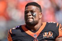 In this Oct. 1, 2017, file photo, Cincinnati Bengals outside linebacker Vontaze Burfict walks on the field before an NFL football game against the Cleveland Browns in Cleveland. (AP Photo/David Ri ...