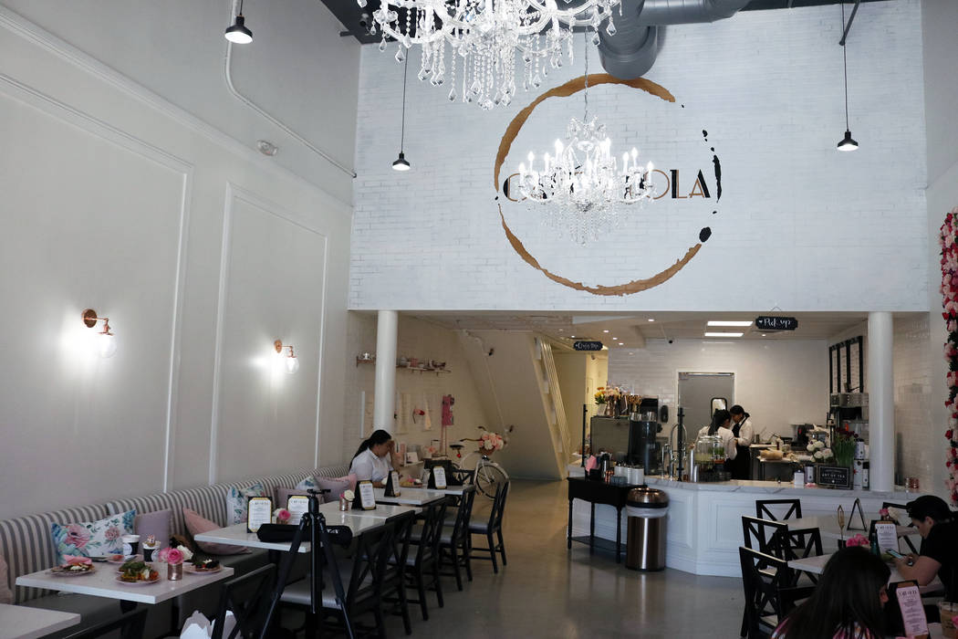 Cafe Lola in Las Vegas serves light bites in a feminine cafe. (Janna Karel Las Vegas Review-Journal)