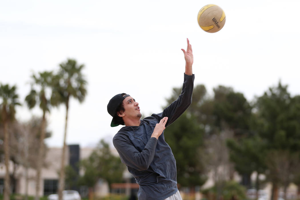 Shilo Chow plays volleyball at Sunset Park in Las Vegas, Wednesday, March 20, 2019. Erik Verduzco Las Vegas Review-Journal @Erik_Verduzco