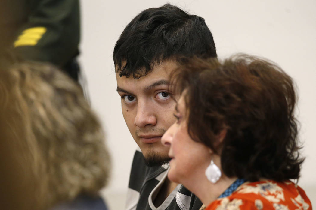 Wilber Martinez-Guzman appears in Carson City Justice Court on Thursday, Jan. 24, 2019. Martinez-Guzman, who is currently facing 36-counts of weapons and stolen property-related charges, is also e ...