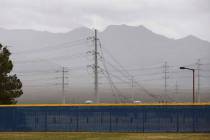 Clouds cover part of the valley as rain comes down at Shadow Ridge High School in Las Vegas on Wednesday, March 20, 2019. (Chase Stevens/Las Vegas Review-Journal) @csstevensphoto