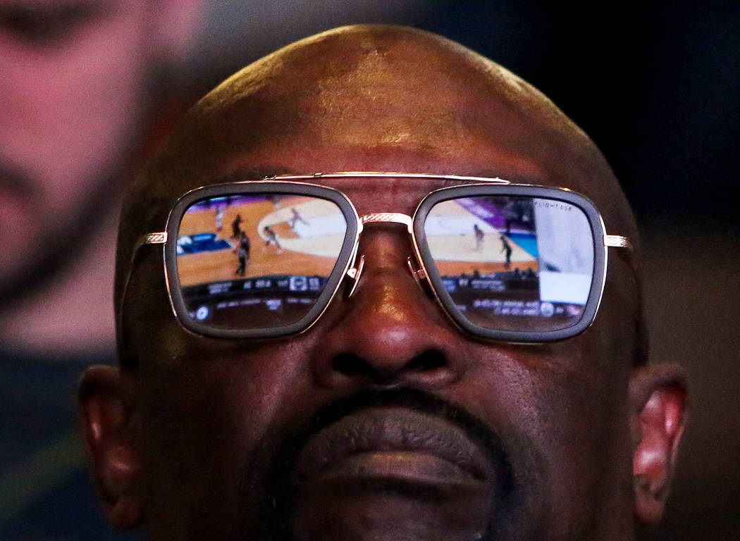 David Davis from California watches the first round of the NCAA men's college basketball tournament at the newly opened sports book inside The Strat in Las Vegas, Thursday, March 21, 2019. (Caroli ...