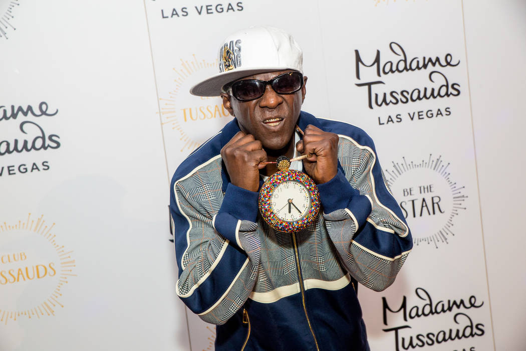 Flavor Flav is shown at Madame Tussauds Las Vegas' 20th anniversary party on Wednesday, March 20, 2019 (Key Lime Photo)