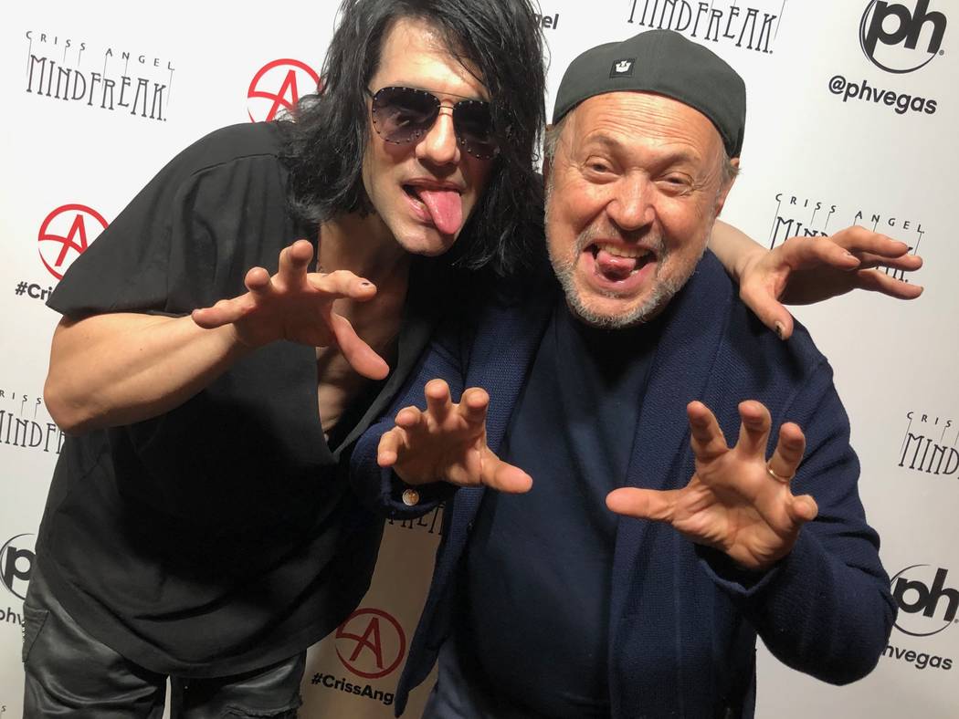 Criss Angel and Billy Crystal are shown after Angel's show on Saturday, March 16, 2019. (Criss Angel Mindfreak)