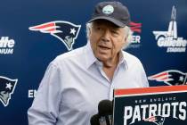 New England Patriots owner Robert Kraft speaks with reporters following an NFL football minicamp practice, in Foxborough, Mass. on June 7, 2018. (AP Photo/Steven Senne, File)