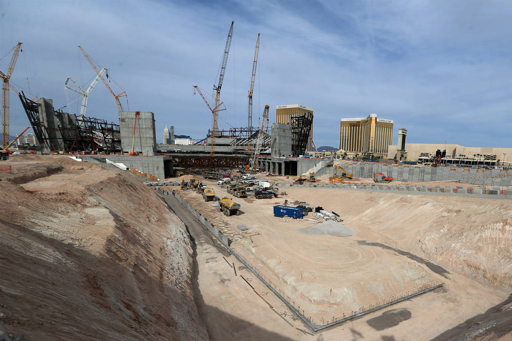 The Raiders stadium construction site in Las Vegas, Tuesday, March 19, 2019. Erik Verduzco Las Vegas Review-Journal @Erik_Verduzco