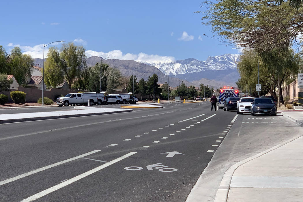 The Metropolitan Police Department is investigating a barricade situation in the northwest valley Saturday afternoon. (Jessica Terrones/Las Vegas Review-Journal)