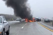 Several crashes involving about 50 vehicles tied up Interstate 5 north of Los Angeles on Saturday, March 23, 2019. (Jen Hughes/Twitter)