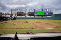 Work continues on Las Vegas Ballpark in anticipation of the home opener on April 9 for the Las Vegas Aviators on Thursday, March 21, 2019, in Las Vegas. (Benjamin Hager Review-Journal) @BenjaminHphoto