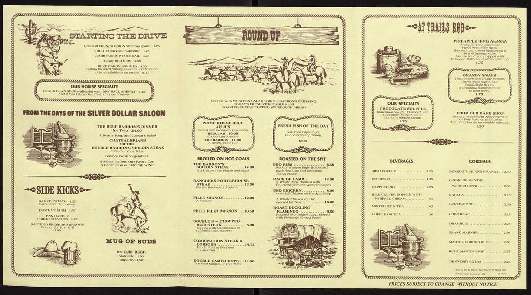 UNLV LIBRARIES SPECIAL COLLECTIONS Beef Barron Menu