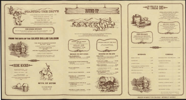 UNLV LIBRARIES SPECIAL COLLECTIONS Beef Barron Menu