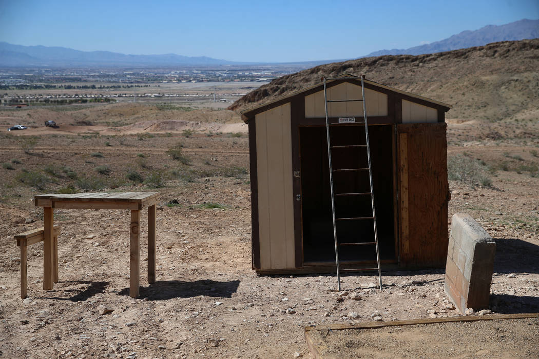 An elevated shooting platform at the Metropolitan Police Department firearms range in Las Vegas ...