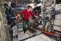 Flight Engineer Anne McClain looks at a laptop computer screen inside the U.S. Destiny laboratory module of the International Space Station on Jan. 18, 2019. McClain was supposed to participate in ...