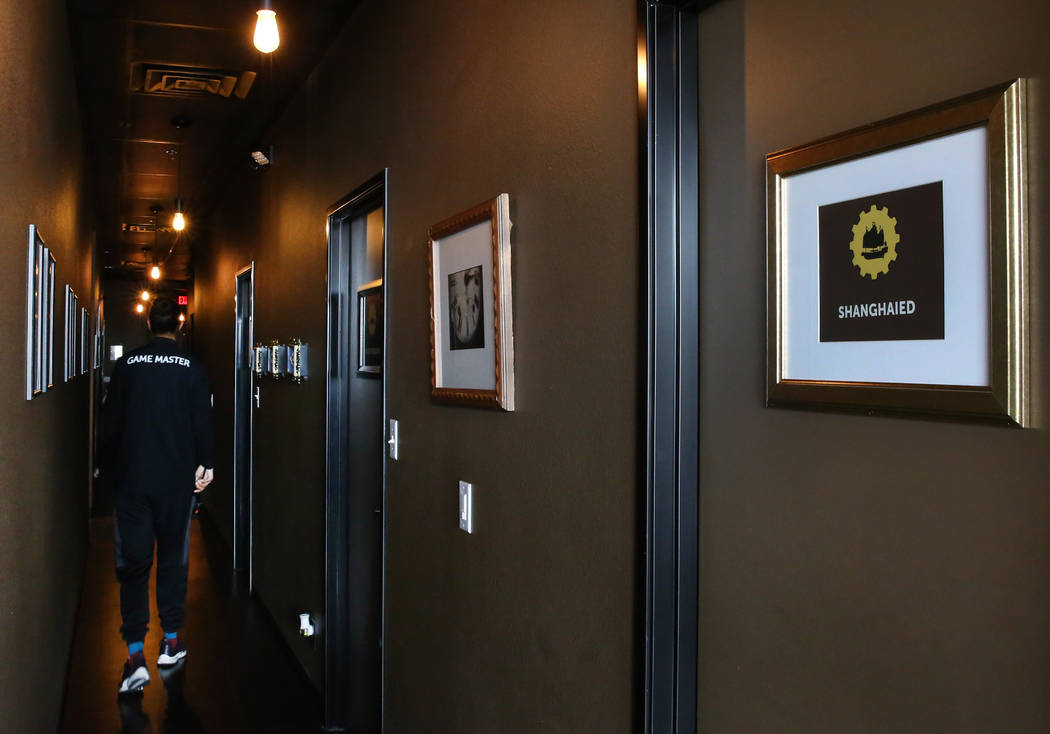 Private game rooms are seen at Escapology, where players are locked inside a themed room to play a high adrenaline escape game, on Tuesday, March. 26, 2019, in las Vegas. Bizuayehu Tesfaye Las Veg ...