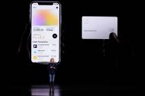 Jennifer Bailey, vice president of Apple Pay, speaks Monday, March 25, 2019, about the Apple Card at the Steve Jobs Theater during an event to announce new products in Cupertino, Calif. Apple is h ...