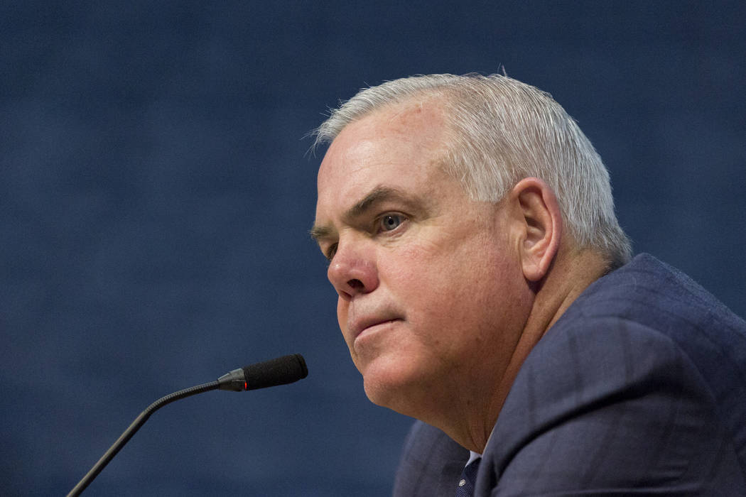BYU men's basketball head coach Dave Rose holds a press conference at the Marriott Center on Tuesday, March 26, 2019, in Provo, utah. During the press conference, Rose announced his retirement fro ...