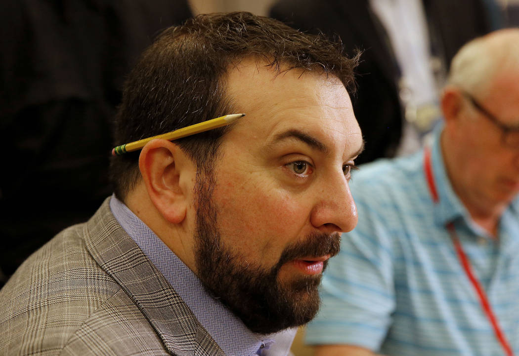 Detroit Lions head coach Matt Patricia speaks to the media during the NFC/AFC coaches breakfast during the annual NFL football owners meetings, Tuesday, March 26, 2019, in Phoenix. (AP Photo/Matt ...