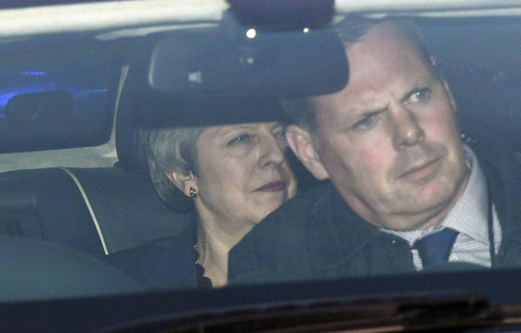 Britain's Prime Minister Theresa may leaves the Houses of Parliament, on the day that MPs will be asked to consider a range of alternative Brexit options after Parliament seized control of the Com ...