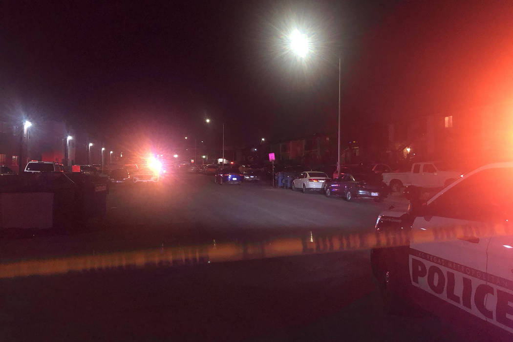 Las Vegas police investigate a deadly shooting on the 600 block of 12th Street, near Bonanza Ro ...