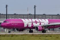 A Sept. 12, 2017 photo of an Icelandic WOW jet that is parked at the airport in Schoenfeld, Ger ...