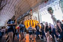 Fremont Street is packed with visitors on Thursday, March 28, 2019, in Las Vegas. (Benjamin Hag ...