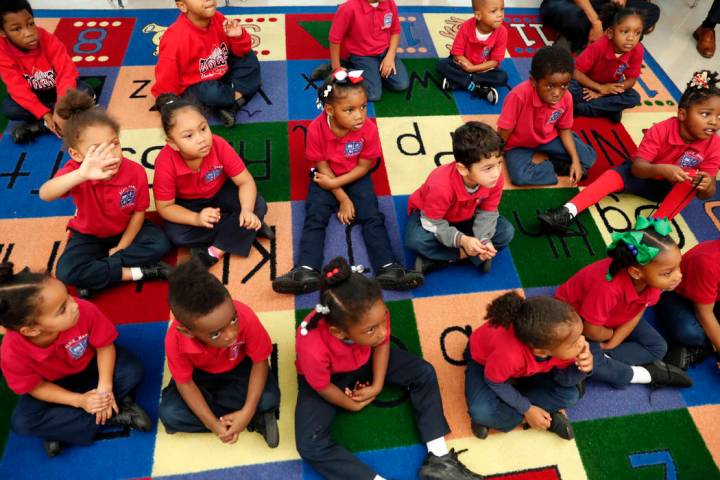 In this Tuesday, Dec. 18, 2018 photo, students participate in a pre-kindergarten class at Alice ...