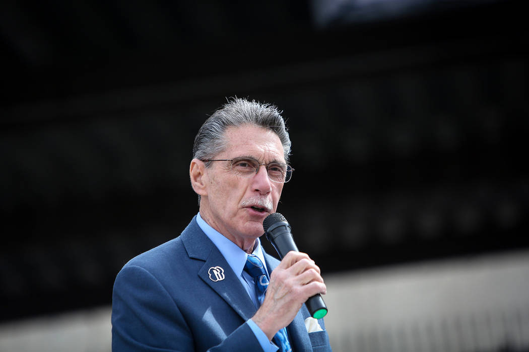 City of North Las Vegas Councilman Richard Cherchio speaks at a viewing of local Girl Scout Tah ...