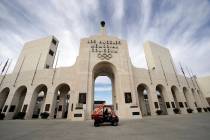 This Jan. 13, 2016 file photo shows the peristyle of the Los Angeles Memorial Coliseum. (AP Pho ...