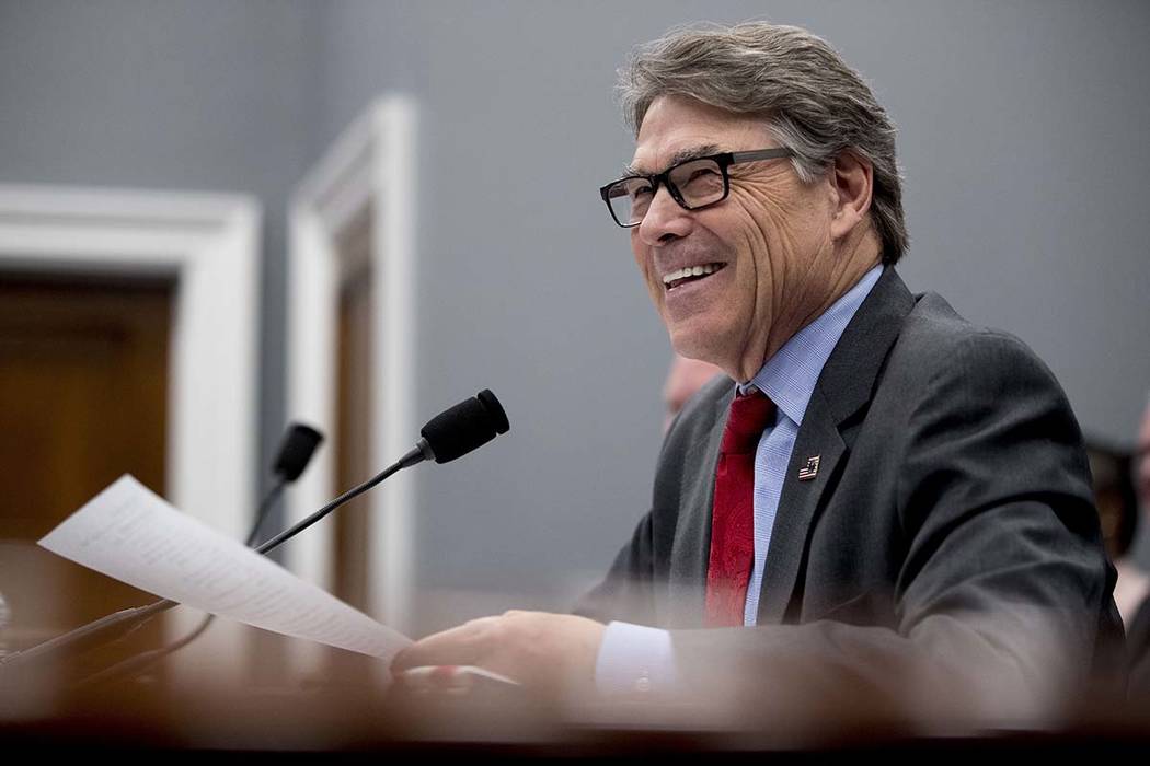 Energy Secretary Rick Perry testifies during a House Appropriations subcommittee hearing on bud ...