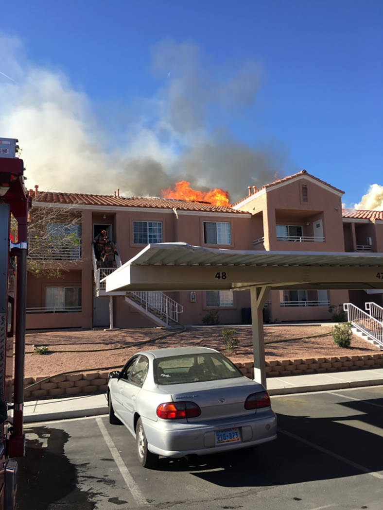 North Las Vegas and Las Vegas firefighters responded to a fire at 3318 N. Decatur Blvd. on Frid ...