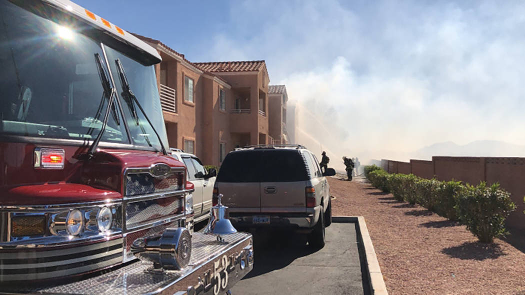 North Las Vegas and Las Vegas firefighters responded to a fire at 3318 N. Decatur Blvd. on Frid ...