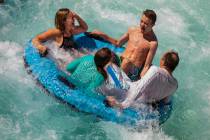 Sue, Kate, 13, Matthew, 16, and Dave Smith of Victoria, British Columbia, enjoy the Beach Blank ...