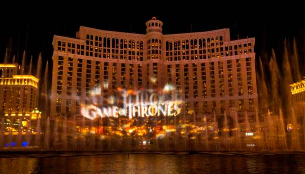 The logo is projected during the debut of the new water show based on "Game of Thrones&quo ...