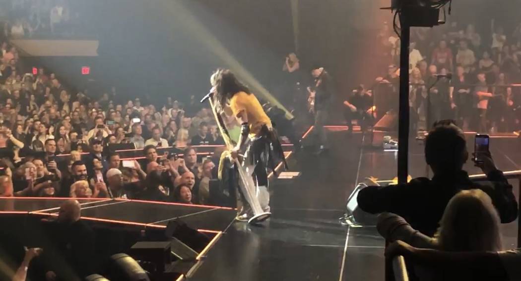 Steven Tyler of Aerosmith is shown on opening night of the band's "Deuces Are Wild" residency a ...