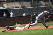 Bryson Stott, left, shown last month, went 3-for-4 with a home run and a double for UNLV in its ...