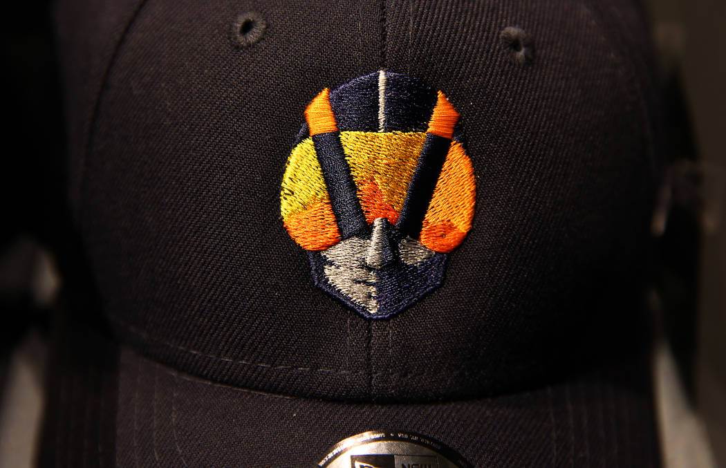 A Las Vegas Aviators hat for purchase at the team sales office in Downtown Summerlin on Monday, ...