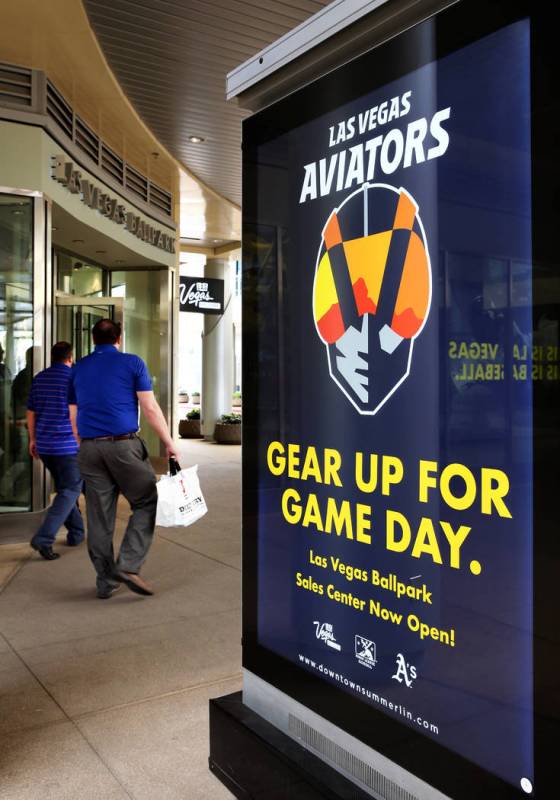 Customers enter the Las Vegas Aviators sales office in Downtown Summerlin on Monday, March 25, ...