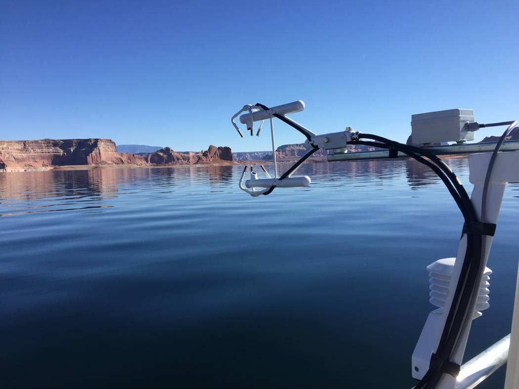 Several different methods of measuring evaporation are being tested at Lake Powell as part of a ...