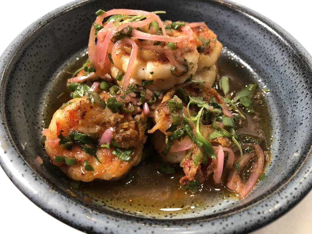 Shrimp escabeche with green onion dressing. (Al Mancini/Las Vegas Review-Journal)