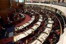 Speaker Jason Frierson, D-Las Vegas, presides over the Assembly the Legislative Building in Car ...