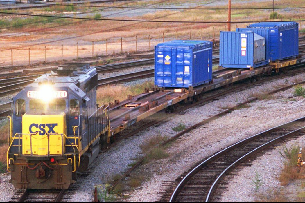 A CSX Train with spent nuclear fuel passes through Florence, S.C., on its way to Savannah River ...